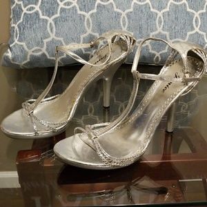 Janice Silver T-Strap Sandals